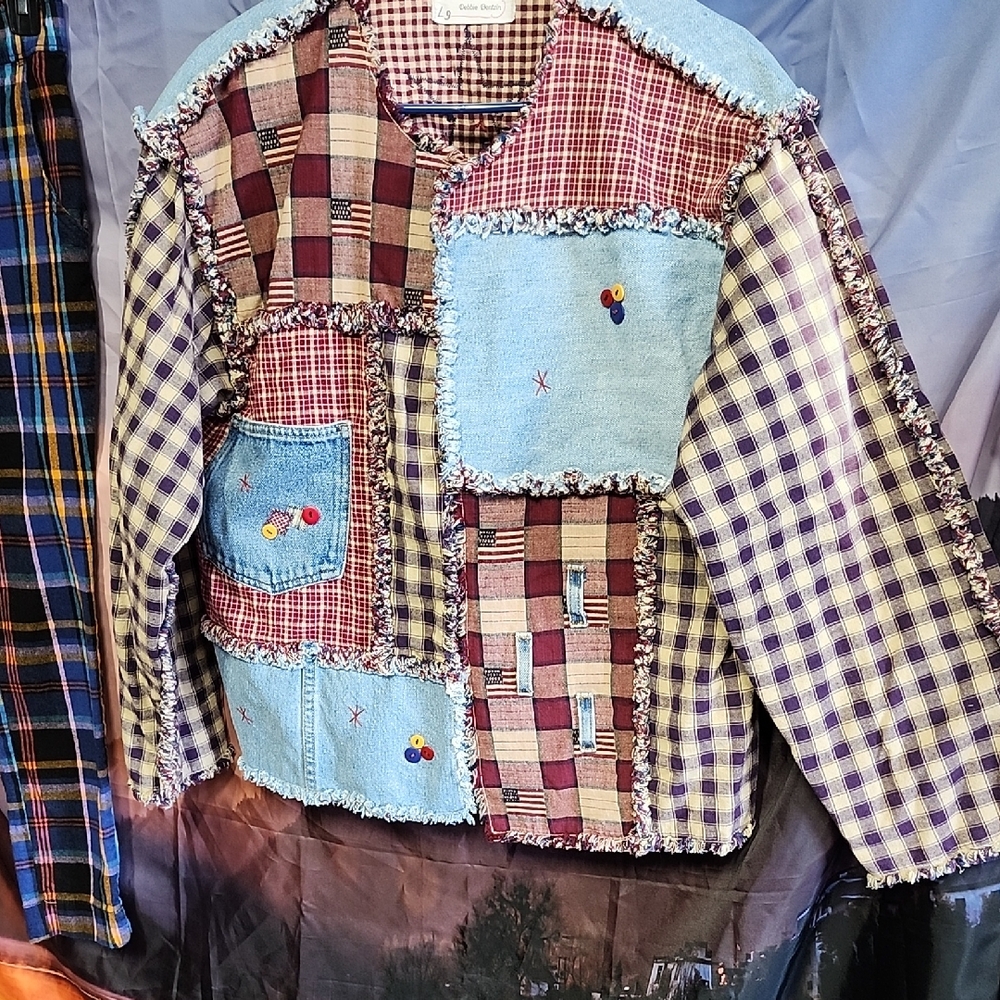 Colorful Patchwork Denim Jacket - image 1
